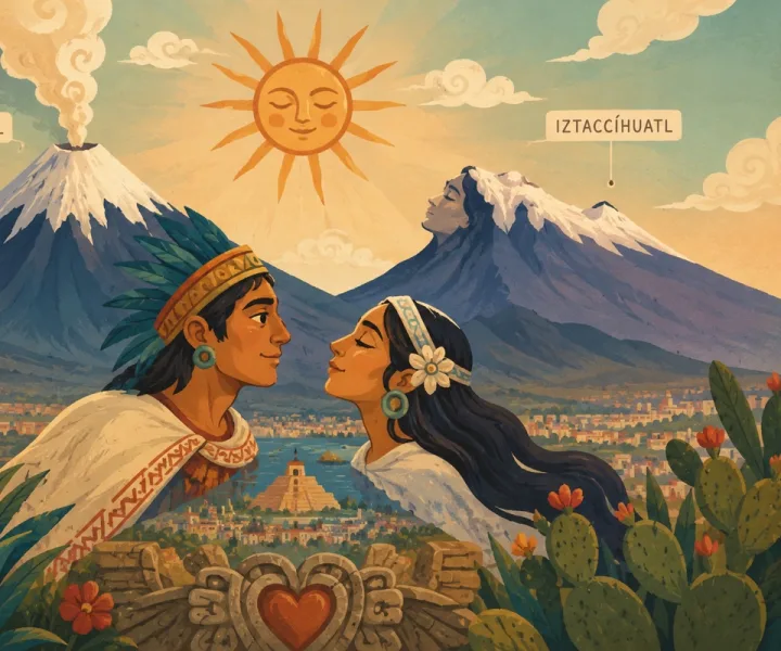 Ilustración de La leyenda de los volcanes